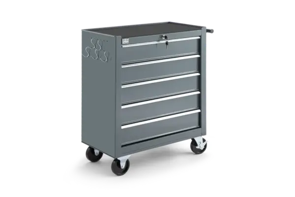 HBM Werkzeugwagen mit 5 Schubladen, 62 cm, grau – Bild 3 HBM Werkzeugwagen mit 5 Schubladen, 62 cm, grau – Bild 3