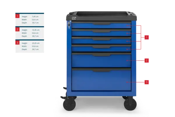 HBM Werkzeugwagen 6 Schubladen, 70,8 cm, blau – Bild 7