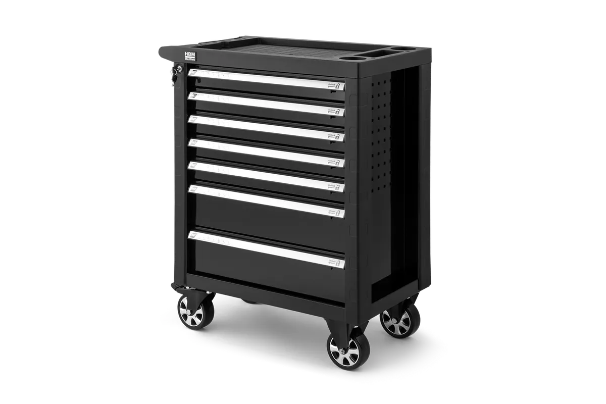 HBM Werkzeugwagen mit 7 Schubladen, 76,5 cm, schwarz
