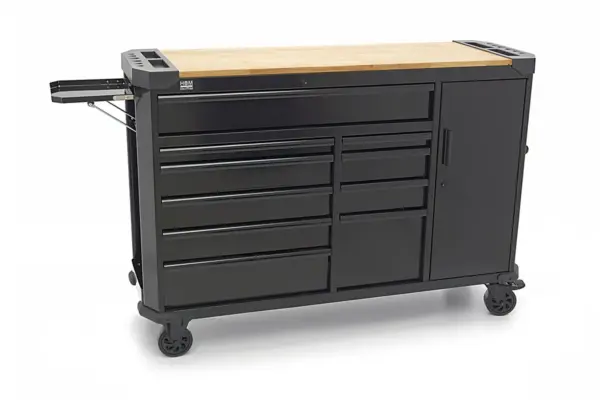 HBM Werkstattwagen 10 Schubladen 147 cm Schwarz – Bild 5