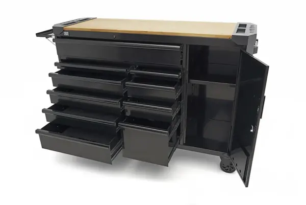 HBM Werkstattwagen 10 Schubladen 147 cm Schwarz – Bild 8