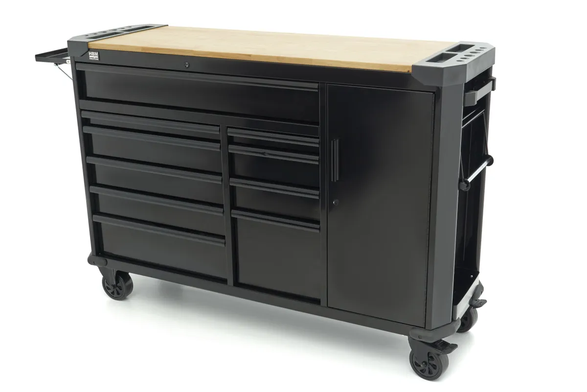 HBM Werkstattwagen 10 Schubladen 147 cm Schwarz