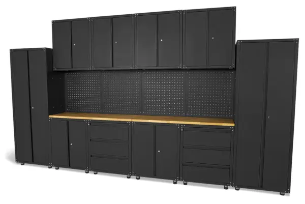 HBM Premium modulares Werkstattsystem, 16-teilig, mattschwarz