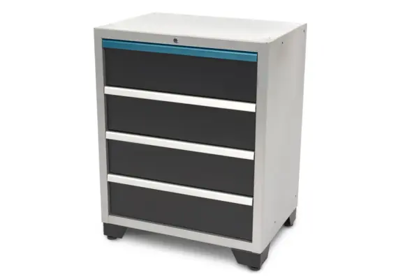 HBM 4 Schubladen Deluxe Profi-Werkzeugschrank für Werkstattausrüstung schwarz blau