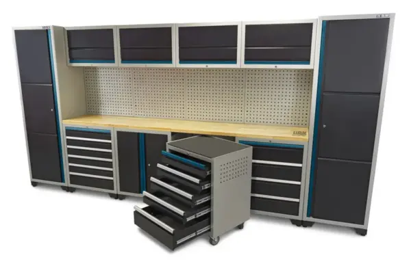 HBM professionelles Deluxe modulares Werkstattsystem, 16-teilig, schwarz-blau – Bild 2