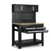 HBM Werkbank 114 cm mit 3 Schubladen, Schrankwand und Rückwand, schwarz – Bild 4