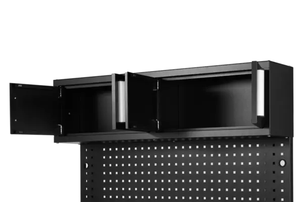HBM Werkbank 114 cm mit 3 Schubladen, Schrankwand und Rückwand, schwarz – Bild 8