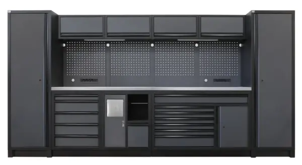 HBM modulares Werkstattsystem extra tief, 14-teilig, schwarz/grau – Bild 2