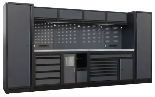 HBM modulares Werkstattsystem extra tief, 14-teilig, schwarz/grau – Bild 3