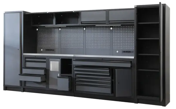 HBM modulares Werkstattsystem extra tief, 14-teilig, schwarz/grau – Bild 4