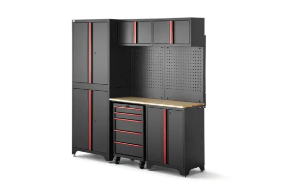 HBM modulares Werkstattsystem 6-teilig, schwarz rot, Modell A HBM modulares Werkstattsystem 6-teilig, schwarz rot, Modell A