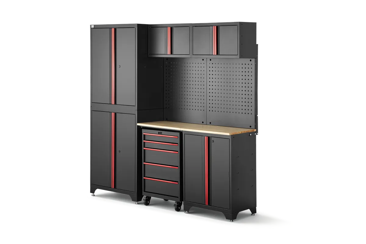 HBM modulares Werkstattsystem 6-teilig, schwarz rot, Modell A