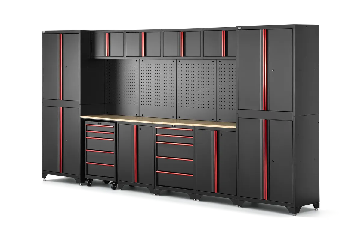 HBM modulares Werkstattsystem 12-teilig, schwarz rot