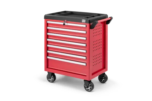 HBM Werkzeugwagen 7 Schubladen, Modell 2, rot HBM Werkzeugwagen 7 Schubladen, Modell 2, rot