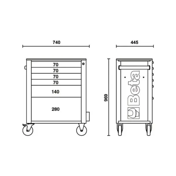 Beta Werkzeugwagen mit 6 Schubladen, 189-teilig, BW 2400RSC24/6-G – Bild 5