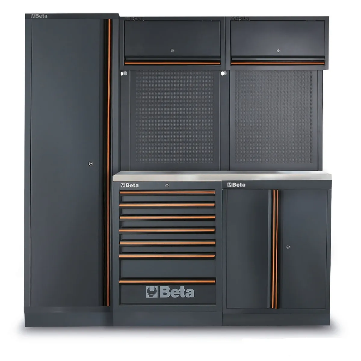 Beta Werkstatteinrichtung, Edelstahl-Arbeitsplatte, 196-teilig, C45PRO 2.0 B7X/196UT