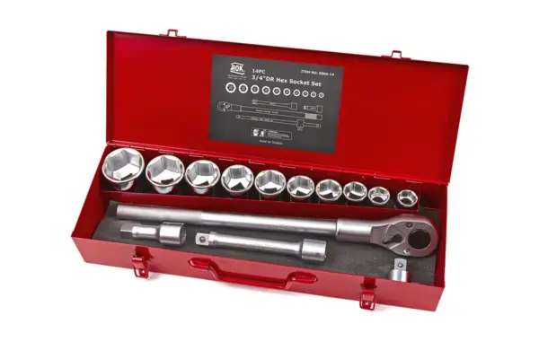 AOK 14-teiliger 3/4 inch Profi-Steckschlüsselsatz AOK 14-teiliger 3/4 inch Profi-Steckschlüsselsatz