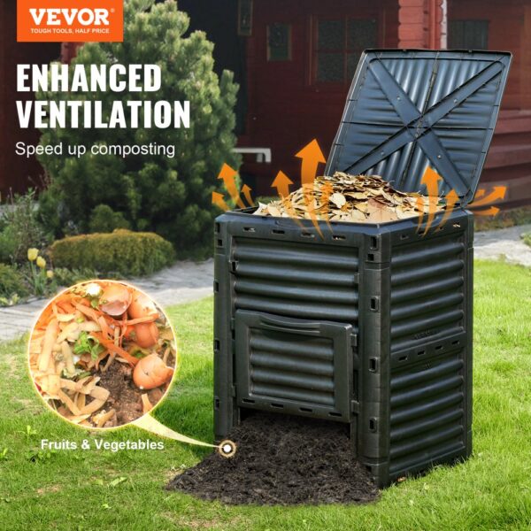 VEVOR Schnellkomposter 300L Gartenkomposter 60,7x60,5x82,5cm Thermokomposter PP-Kunststoff Kompostierer korrosionsbeständig hitzebeständig Kompostbehälter Kompostierung für Reduzierung des Hausmülls – Bild 2