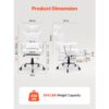 VEVOR Bürostuhl PU Leder Weißer Chefsessel mit Fußstütze, Schreibtisch Drehsessel Höhenverstellbar 0–80 mm, 181,43 kg Tragfähigkeit, Chefsessel Bürostuhl 860 x 610 mm Rückenlehne Drehsessel – Bild 3