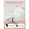 VEVOR Bürostuhl PU Leder Weißer Chefsessel mit Fußstütze, Schreibtisch Drehsessel Höhenverstellbar 0–80 mm, 181,43 kg Tragfähigkeit, Chefsessel Bürostuhl 860 x 610 mm Rückenlehne Drehsessel – Bild 5