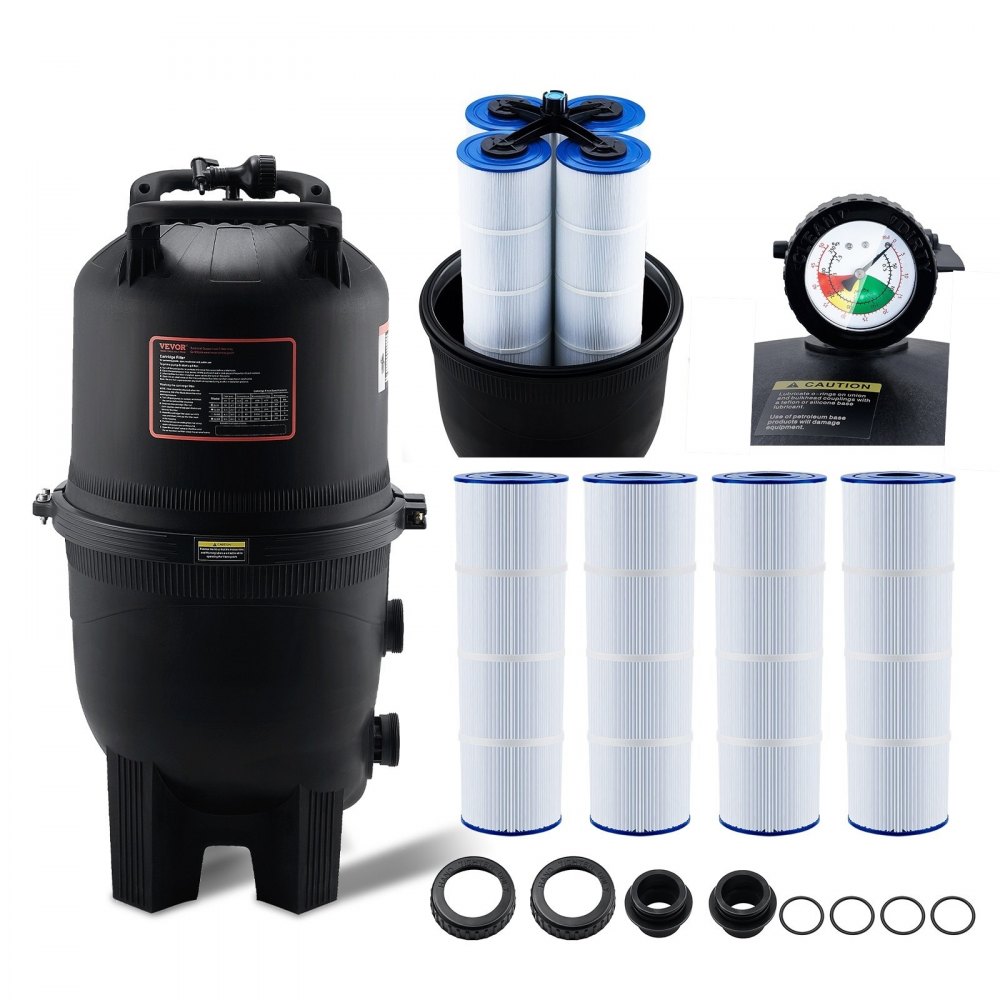 VEVOR Kartuschen-Poolfilter, 49 m² Filterfläche, Einbau-Poolfilter, oberirdisches Schwimmbad-Filtrationsfiltersystem mit Upgrade-Filter und auslaufsicher, für Whirlpools, Spa, aufblasbare Pools