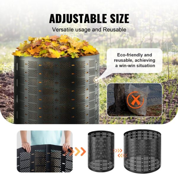 VEVOR Schnellkomposter 1000L Gartenkomposter 90x100cm Thermokomposter HDPE-Kunststoff Kompostierer korrosionsbeständig hitzebeständig Kompostbehälter Kompostierung für Reduzierung des Hausmülls – Bild 5