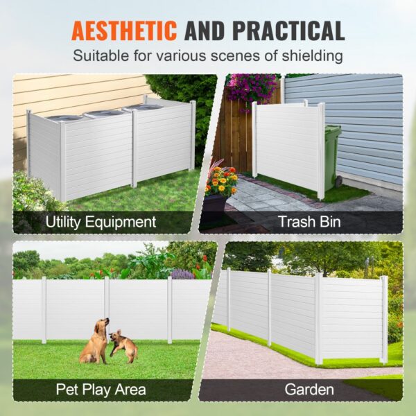 VEVOR 4xPaneele Gartenzaun 122x122cm Sichtschutzzaun PVC und verzinktes Blech-Erdspieß Windschutzzaun Metallpfähle bis 50cm Lamellenzaun Steckzaun Sichtschutz ideal für Pool-Ausrüstung Klimaanlagen – Bild 5