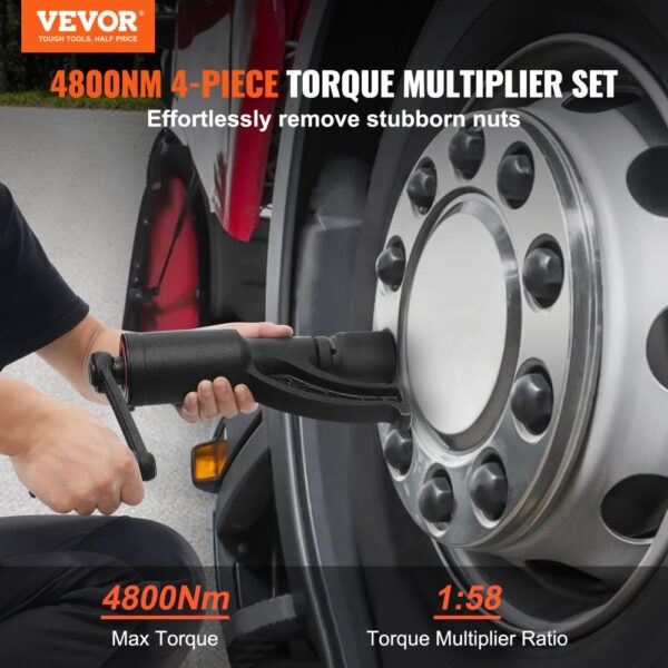 VEVOR Drehmomentvervielfältiger 4800 Nm, Drehmoment Verstärker 1:58, Drehmomentverstärker 25,4 x 25,4 mm, Drehmomentverstärker Radschlüssel Set 21# quadratisch, 33 mm, 38 mm und 41 mm Kraftschrauber – Bild 2 VEVOR Drehmomentvervielfältiger 4800 Nm, Drehmoment Verstärker 1:58, Drehmomentverstärker 25,4 x 25,4 mm, Drehmomentverstärker Radschlüssel Set 21# quadratisch, 33 mm, 38 mm und 41 mm Kraftschrauber – Bild 2