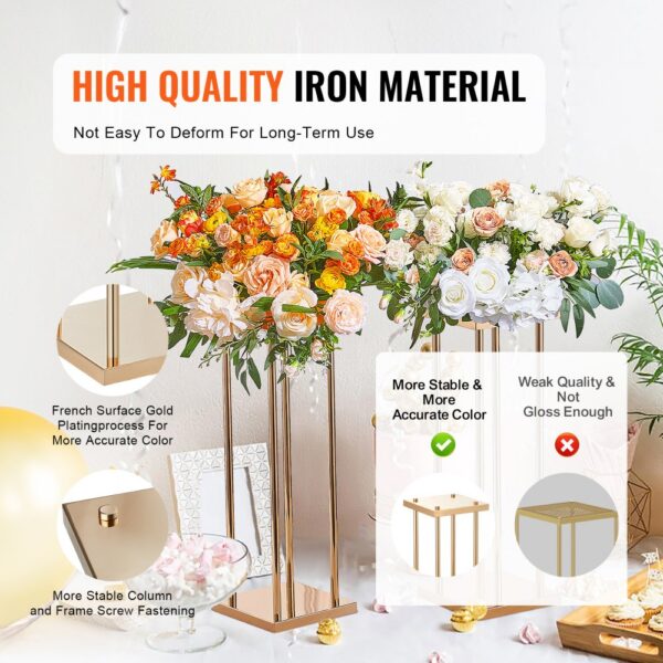 VEVOR 4er-Set Blumenhocker Eckig 20x20x60cm Blumenständer Eisen Beistelltisch Modern Blumensäule Gold-Galvanisierung Pflanzenhocker Pflanzenständer Metallständer für Dekoration von Bars Hotels Cafés – Bild 3