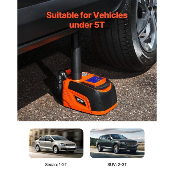 VEVOR elektrischer Wagenheber verstellbarer tragbarer Scherenwagenheber mit hoher Tragkraft (5 t), Reifenwechselersatz mit LED-Licht & Fernbedienung, Wagenheber-Set für Limousine SUV Lkw Orange – Bild 4