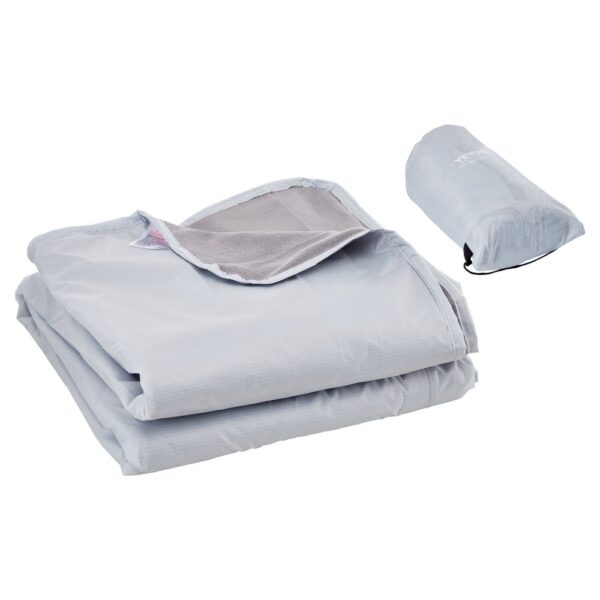 VEVOR Campingdecke 2x1,5m, Reisedecke, Fleecedecke, Stadiondecke, wasser- und winddicht, Polyester-Fleece, flammhemmend, ideal für draußen, Picknicks, Wandern, Sportveranstaltungen, Reisen, Hellgrau