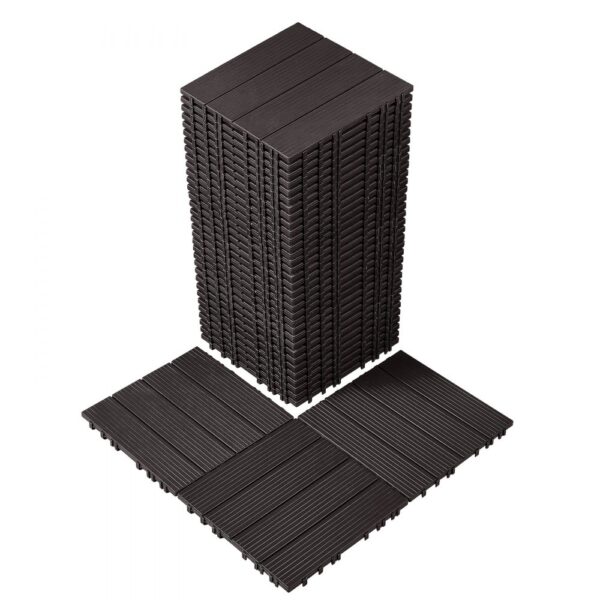 VEVOR Terrassenfliesen, 36er-Set, Balkonfliesen 30x30cm, Klickfliesen, wasserdichter Kunststoff-Bodenbelag für den Außenbereich, Terrassenbodenbelag für Veranda, Pool, Balkon, Hinterhof, Dunkelbraun VEVOR Terrassenfliesen, 36er-Set, Balkonfliesen 30x30cm, Klickfliesen, wasserdichter Kunststoff-Bodenbelag für den Außenbereich, Terrassenbodenbelag für Veranda, Pool, Balkon, Hinterhof, Dunkelbraun
