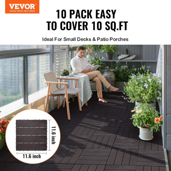 VEVOR Terrassenfliesen, 10er-Set, Balkonfliesen 30x30cm, Klickfliesen, wasserdichter Kunststoff-Bodenbelag für den Außenbereich, Terrassenbodenbelag für Veranda, Pool, Balkon, Hinterhof, Dunkelbraun – Bild 2 VEVOR Terrassenfliesen, 10er-Set, Balkonfliesen 30x30cm, Klickfliesen, wasserdichter Kunststoff-Bodenbelag für den Außenbereich, Terrassenbodenbelag für Veranda, Pool, Balkon, Hinterhof, Dunkelbraun – Bild 2