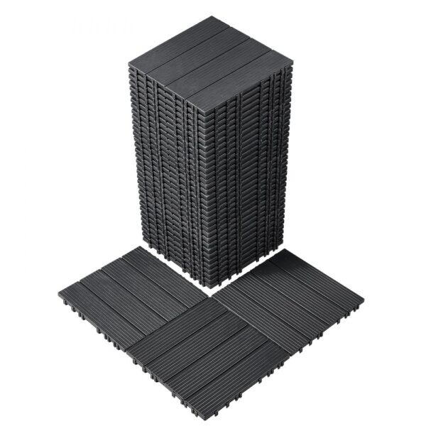 VEVOR Terrassenfliesen, 36er-Set, Balkonfliesen 30 x 30 cm, Klickfliesen, wasserdichter Kunststoff-Bodenbelag für den Außenbereich, Terrassenbodenbelag für Veranda, Pool, Balkon, Hinterhof, Dunkelgrau VEVOR Terrassenfliesen, 36er-Set, Balkonfliesen 30 x 30 cm, Klickfliesen, wasserdichter Kunststoff-Bodenbelag für den Außenbereich, Terrassenbodenbelag für Veranda, Pool, Balkon, Hinterhof, Dunkelgrau