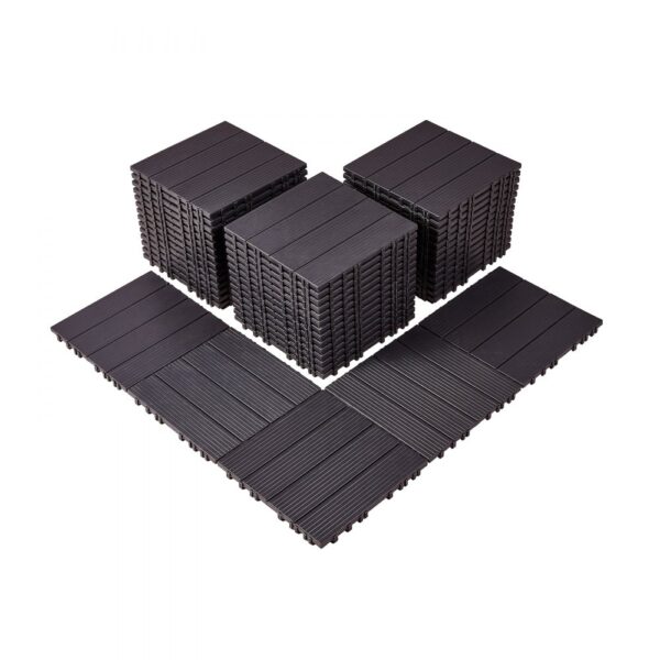 VEVOR Terrassenfliesen, 54er-Set, Balkonfliesen 295x295 mm, Klickfliesen, Kunststoff-Bodenbelag für den Außenbereich, Terrassenbodenbelag für Veranda, Pool, Balkon, Hinterhof, Dunkelbraun VEVOR Terrassenfliesen, 54er-Set, Balkonfliesen 295x295 mm, Klickfliesen, Kunststoff-Bodenbelag für den Außenbereich, Terrassenbodenbelag für Veranda, Pool, Balkon, Hinterhof, Dunkelbraun