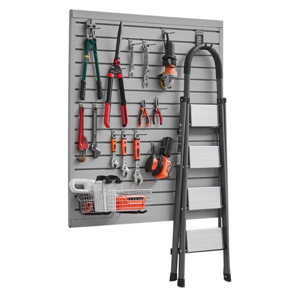 VEVOR Werkzeugwand 1230x1235x20mm, PVC-Garagen-Lamellenwand, grauer Wand-Organizer 136 kg pro Platte, Lamellenwandpaneel mit Kupplungsstruktur & DIY-Zuschnitt, geeignet für Lagerung & Präsentation
