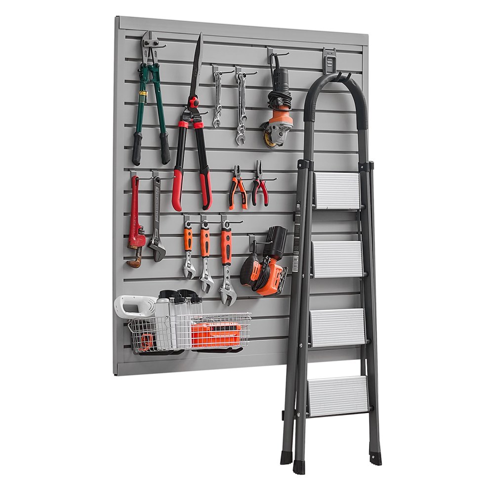 VEVOR Werkzeugwand 1230x1235x20mm, PVC-Garagen-Lamellenwand, grauer Wand-Organizer 136 kg pro Platte, Lamellenwandpaneel mit Kupplungsstruktur & DIY-Zuschnitt, geeignet für Lagerung & Präsentation