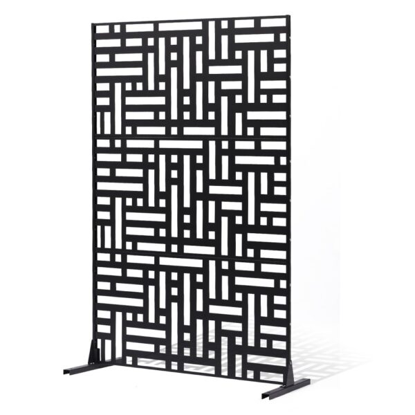VEVOR Paravent, 120x50,8x193 cm, Sichtschutz für den Außenbereich, freistehende Trennwand mit Ständer, dekorativer Raumteiler aus Stahl für Balkon, Terrasse, Innenbereich, Whirlpool, Schwarz