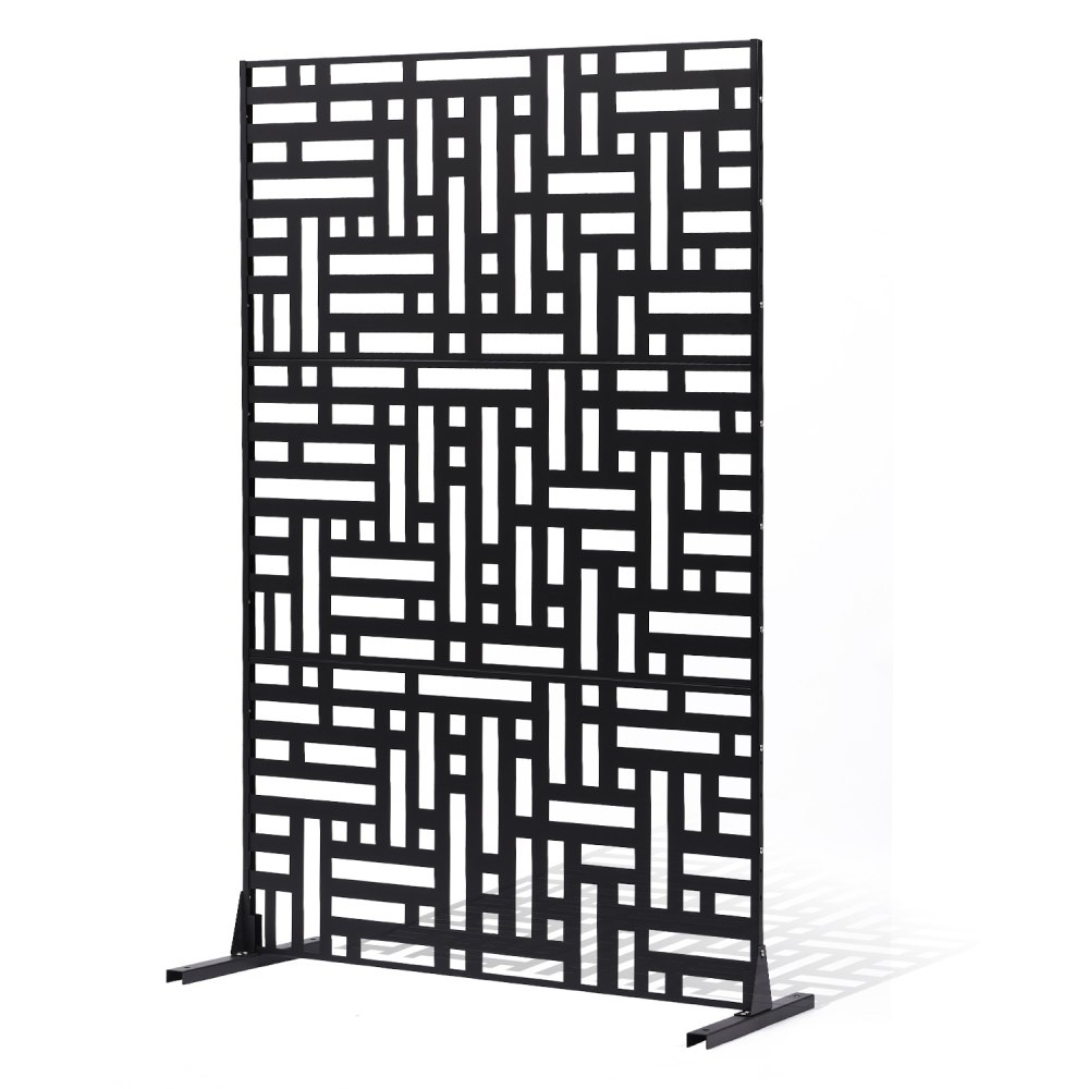 VEVOR Paravent, 120x50,8x193 cm, Sichtschutz für den Außenbereich, freistehende Trennwand mit Ständer, dekorativer Raumteiler aus Stahl für Balkon, Terrasse, Innenbereich, Whirlpool, Schwarz
