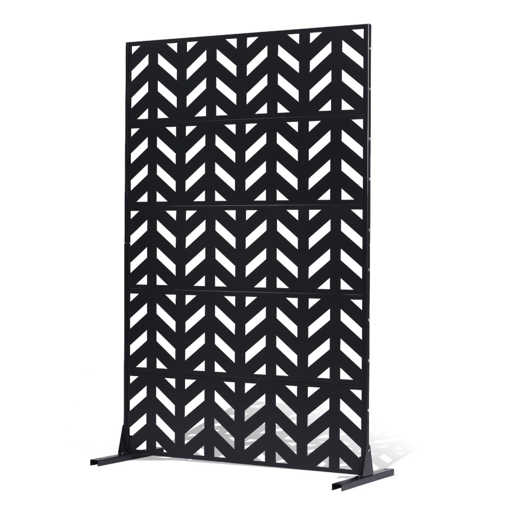VEVOR Paravent, 120x50,8x183 cm, Raumteiler für den Außenbereich, freistehende Trennwand mit Ständer, dekorativer Garten-Sichtschutz, Raumtrenner für Balkon, Terrasse, Innenbereich, Schwarz