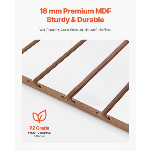 VEVOR Werkzeugwand 1220x1220x18 mm, MDF-Garagen-Lamellenwand, weißer Wandorganizer, 11,3kg Tragkraft Lamellenwandpaneel mit Kupplungsstruktur & DIY-Zuschnitt, geeignet für Lagerung & Präsentation – Bild 3