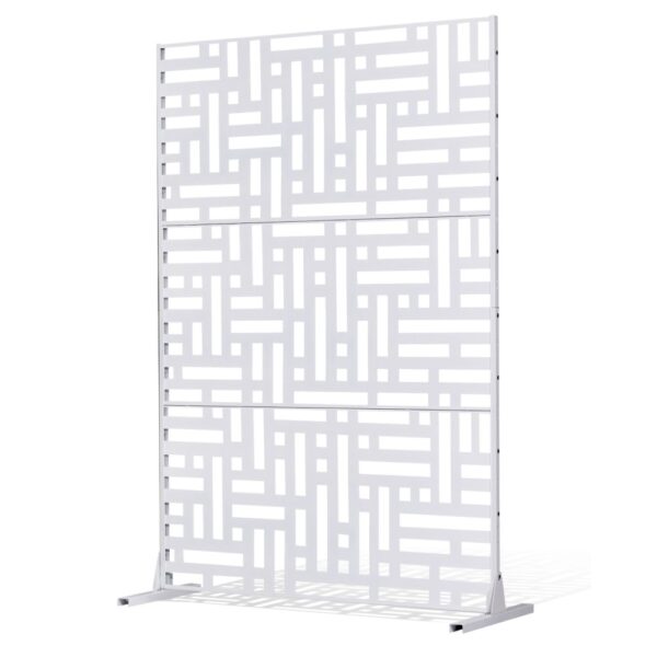 VEVOR Paravent, 120x50,8x193 cm, freistehende Außentrennwand mit Ständer, Sichtschutz, Trennwand, Raumtrenner, dekorativer Raumteiler aus Stahl für Balkon, Terrasse, Innenbereich, Whirlpool, weiß