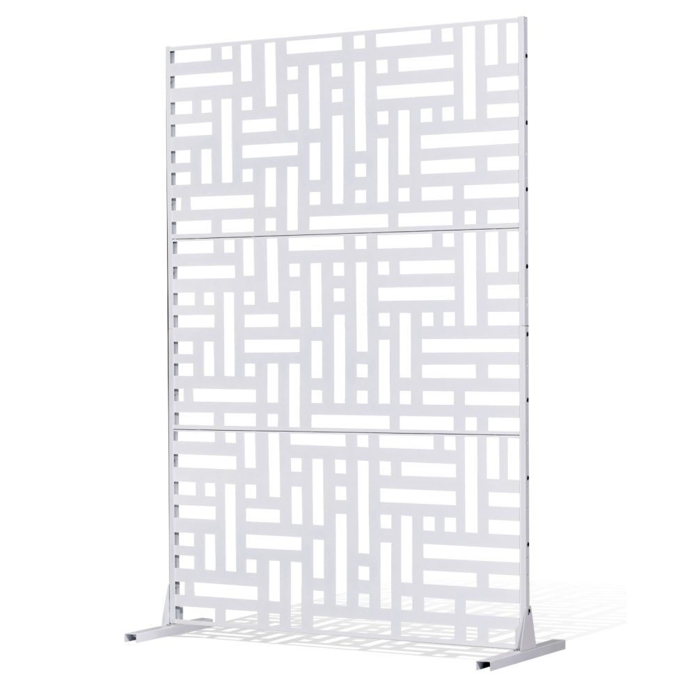 VEVOR Paravent, 120x50,8x193 cm, freistehende Außentrennwand mit Ständer, Sichtschutz, Trennwand, Raumtrenner, dekorativer Raumteiler aus Stahl für Balkon, Terrasse, Innenbereich, Whirlpool, weiß