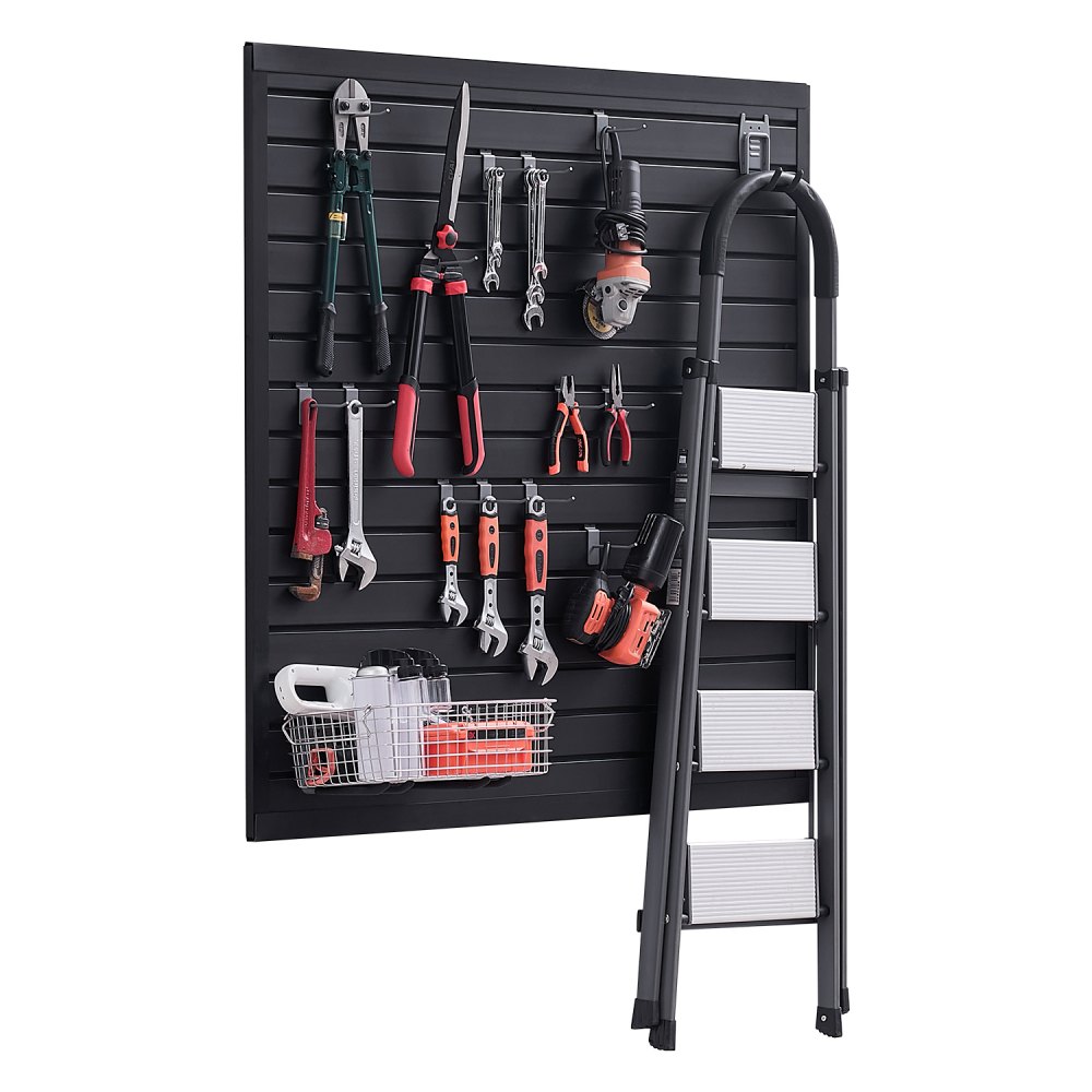 VEVOR Werkzeugwand 1230x1235x20 mm, PVC-Garagen-Lamellenwand, 136 kg pro Platte, schwarzer Wandorganizer, Lamellenwandpaneel mit Kupplungsstruktur & DIY-Zuschnitt, geeignet für Lagerung & Präsentation