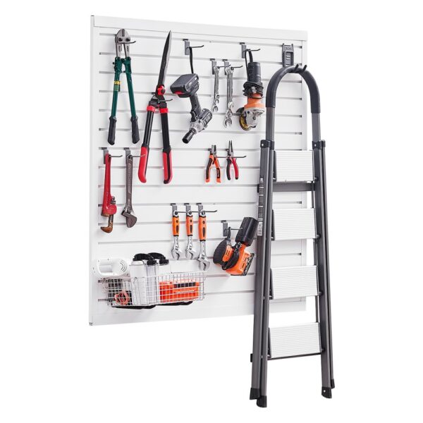 VEVOR Werkzeugwand 1230x1235x20mm, PVC-Garagen-Lamellenwand, weißer Wandorganizer, 136kg pro Platte, Lamellenwandpaneel mit Kupplungsstruktur & DIY-Zuschnitt, geeignet für Lagerung & Präsentation