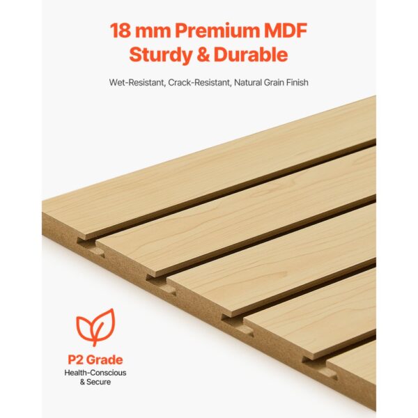 VEVOR Werkzeugwand 1220x1220x18mm, MDF-Garagen-Lamellenwand mit modularem Design, Wandhalter, 11,3 kg Lamellenwandpaneel mit Kupplungsstruktur & DIY-Zuschnitt, geeignet für Lagerung & Präsentation – Bild 3