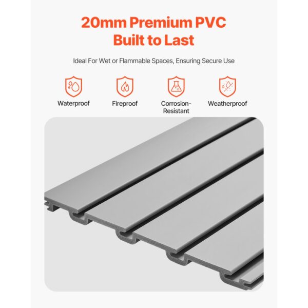VEVOR Werkzeugwand 1225x2450x20 mm, PVC-Garagen-Lamellenwand mit Zubehör, 136 kg pro Platte, Lamellenwandpaneel mit Kupplungsstruktur und DIY-Zuschnitt, geeignet für Lagerung & Präsentation – Bild 3