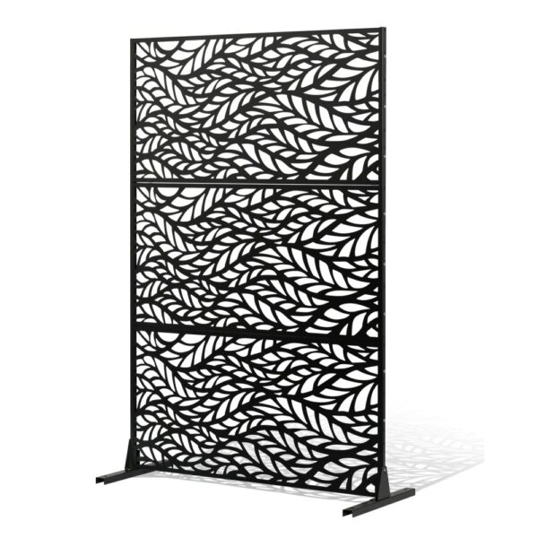 VEVOR Paravent, 120x50,8x183 cm, Sichtschutzwände & -paneele für den Außenbereich, freistehende Trennwand mit Ständer, dekorativer Raumteiler für Balkon, Terrasse, Innenbereich, Schwarz