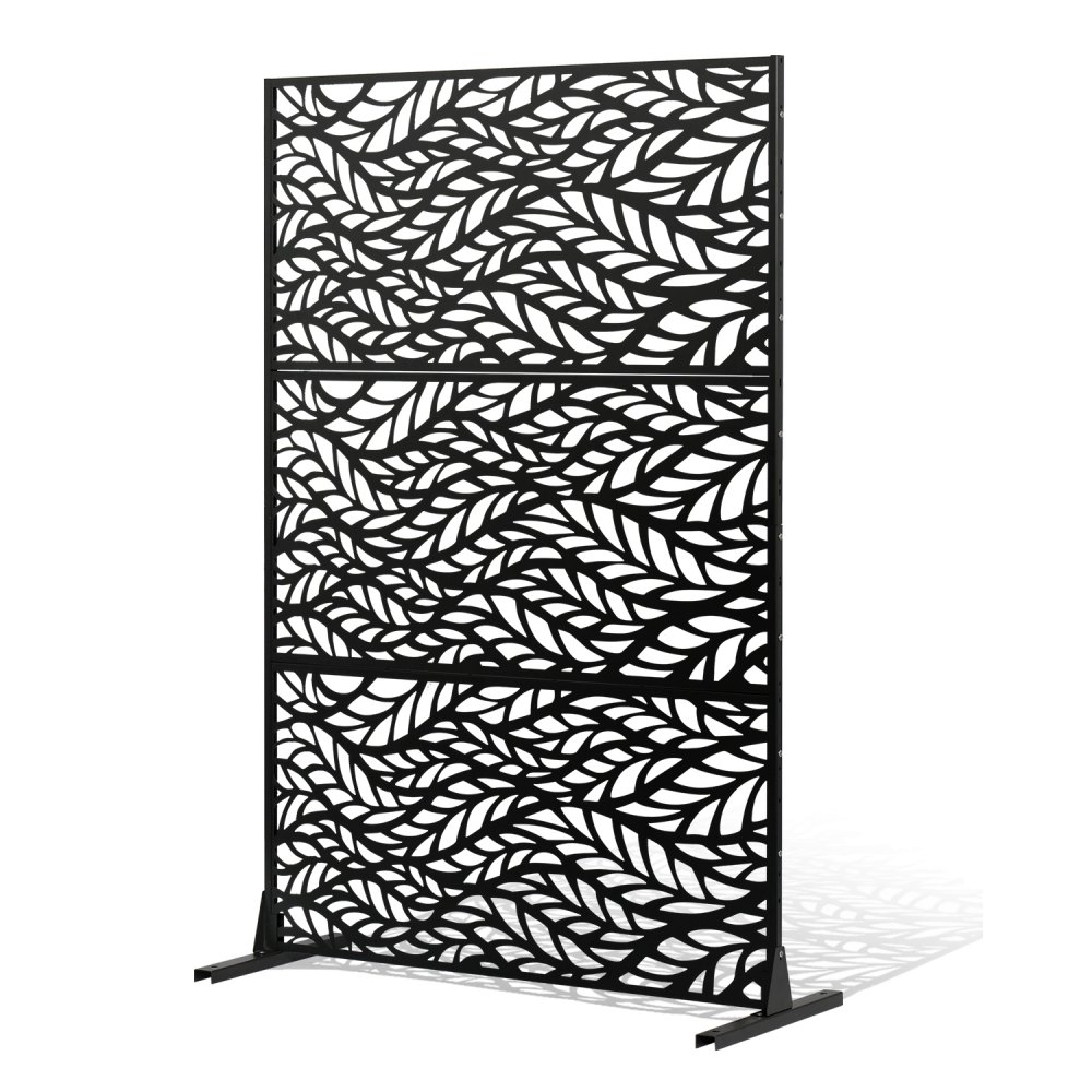 VEVOR Paravent, 120x50,8x183 cm, Sichtschutzwände & -paneele für den Außenbereich, freistehende Trennwand mit Ständer, dekorativer Raumteiler für Balkon, Terrasse, Innenbereich, Schwarz