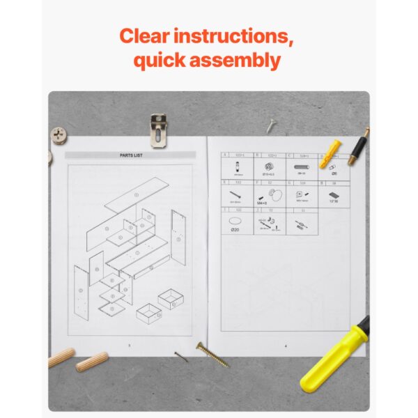 VEVOR Schreibtisch Bücherregal 3-stufiger Organizer (94 x 25,4 x 79,2 cm) Tischregale Organizer Ausstellungsregal aus Spanplatte + Melaminpapier, Regal mit rutschfesten Füßen, für Büro Weiß – Bild 5